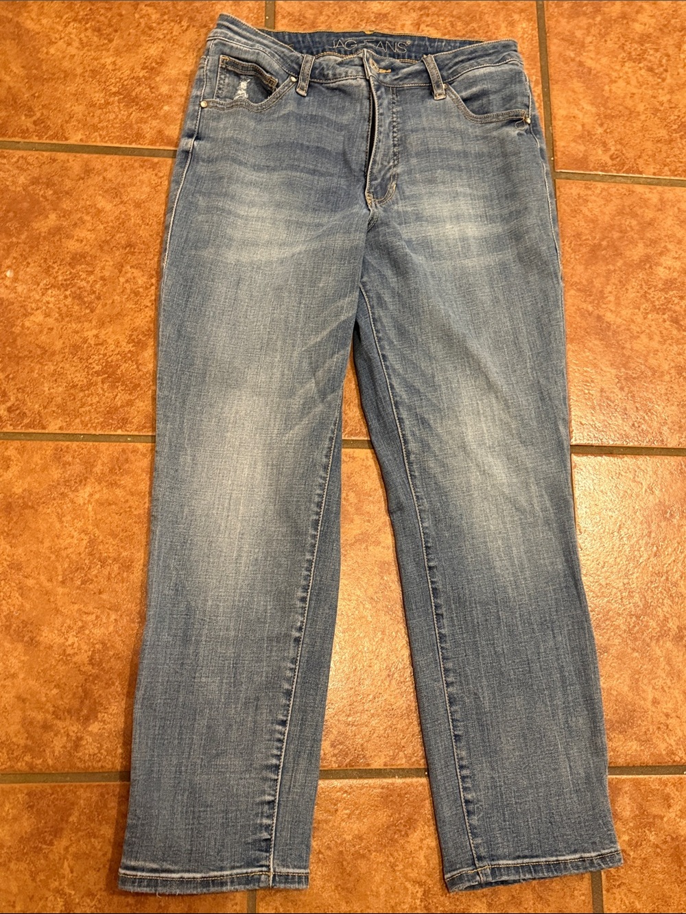 Jag Jeans Medium Blue Denim Jeans with Contrast Stitching